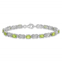 Sterling Silver Rhodium-plated Peridot Bracelet view 4