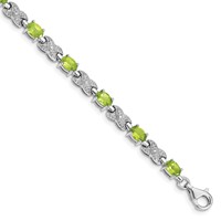 Sterling Silver Rhodium-plated Peridot Bracelet view 1