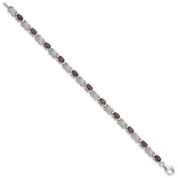 Sterling Silver Rhodium-plated Smoky Quartz Bracelet view 2