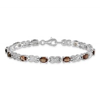 Sterling Silver Rhodium-plated Smoky Quartz Bracelet view 4