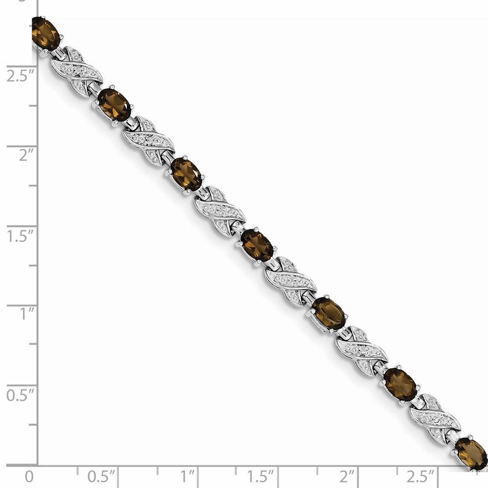 Sterling Silver Rhodium-plated Smoky Quartz Bracelet (QX851SQ)