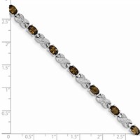 Sterling Silver Rhodium-plated Smoky Quartz Bracelet view 3