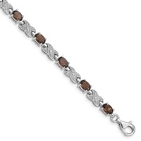 Sterling Silver Rhodium-plated Smoky Quartz Bracelet view 1