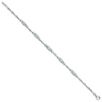 Sterling Silver Rhodium-plated Aquamarine and Diamond Bracelet view 2
