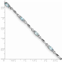 Sterling Silver Rhodium-plated Aquamarine and Diamond Bracelet view 3
