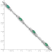 Sterling Silver Rhodium-plated Emerald and Diamond Bracelet view 3