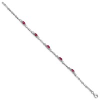 Sterling Silver Rhodium-plated Composite Ruby and Diamond Bracelet view 2