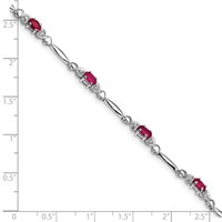 Sterling Silver Rhodium-plated Composite Ruby and Diamond Bracelet view 3