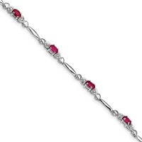 Sterling Silver Rhodium-plated Composite Ruby and Diamond Bracelet view 1