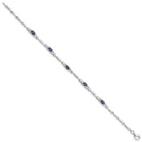 Sterling Silver Rhodium-plated Sapphire and Diamond Bracelet view 2