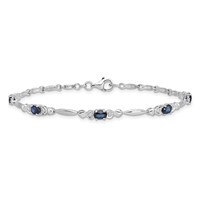 Sterling Silver Rhodium-plated Sapphire and Diamond Bracelet view 3