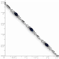 Sterling Silver Rhodium-plated Sapphire and Diamond Bracelet view 4
