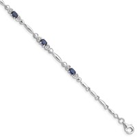 Sterling Silver Rhodium-plated Sapphire and Diamond Bracelet view 1