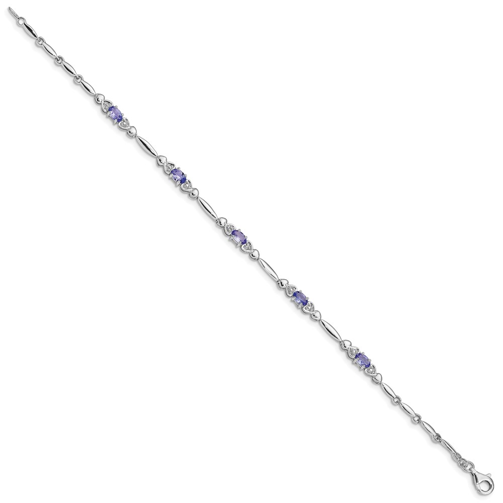 Sterling Silver Rhodium-plated Tanzanite and Diamond Bracelet (QX852TZ)