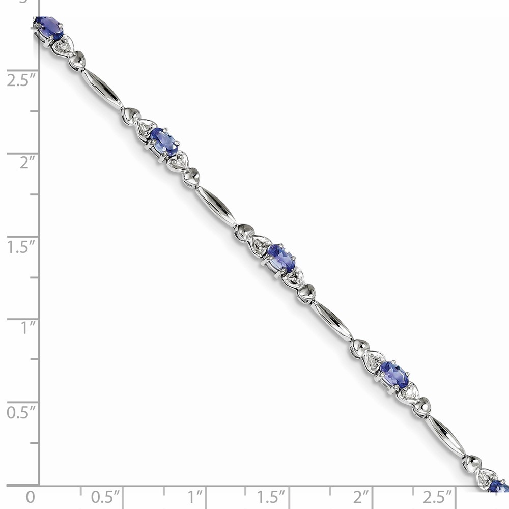Sterling Silver Rhodium-plated Tanzanite and Diamond Bracelet (QX852TZ)