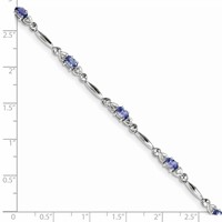 Sterling Silver Rhodium-plated Tanzanite and Diamond Bracelet view 3