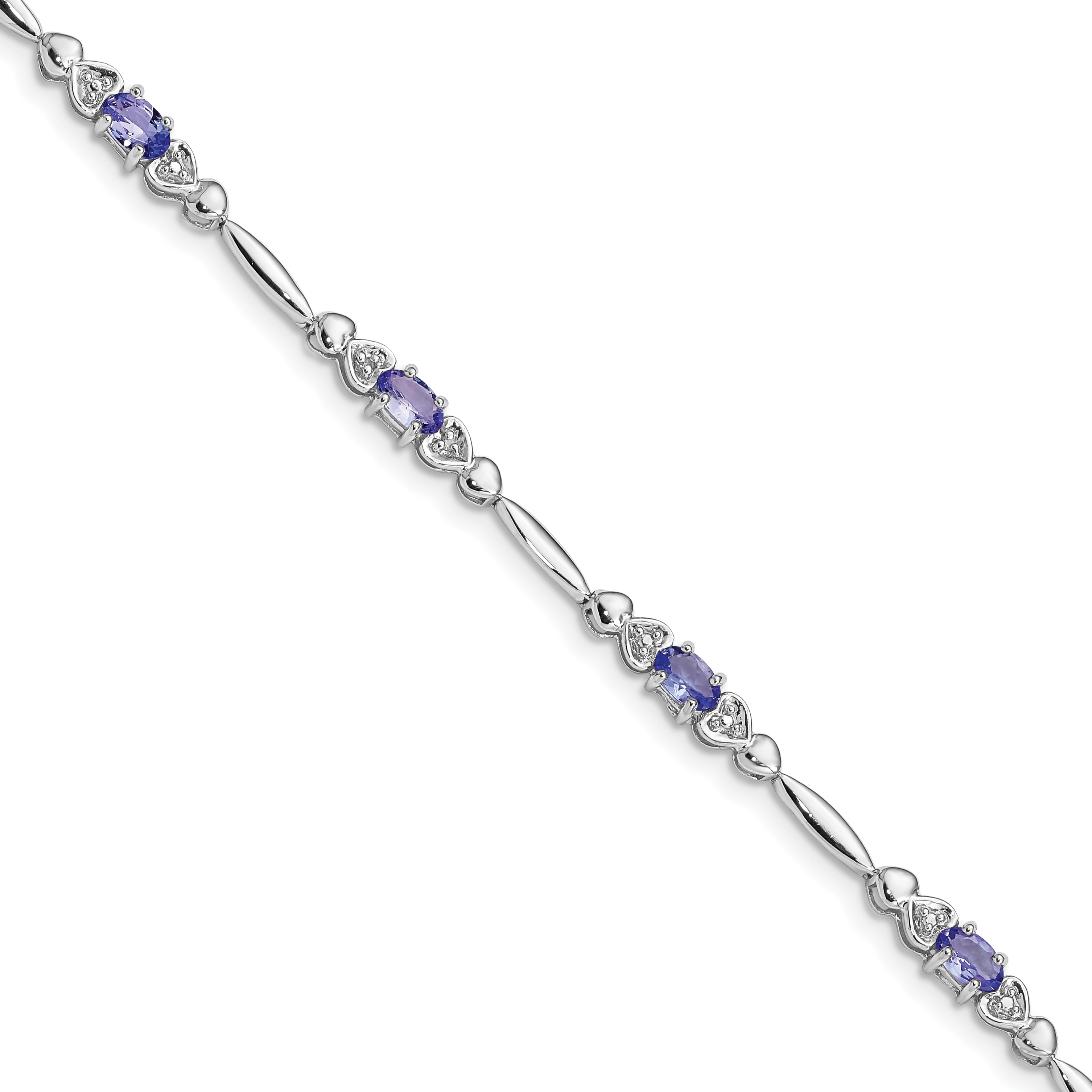Sterling Silver Rhodium-plated Tanzanite and Diamond Bracelet (QX852TZ)