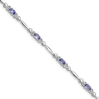 Sterling Silver Rhodium-plated Tanzanite and Diamond Bracelet view 1