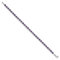 Sterling Silver Rhodium-plated Amethyst and Diamond Bracelet view 2