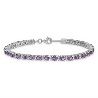 Sterling Silver Rhodium-plated Amethyst and Diamond Bracelet view 3