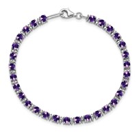 Sterling Silver Rhodium-plated Amethyst and Diamond Bracelet view 5