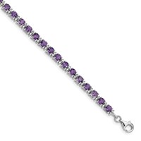 Sterling Silver Rhodium-plated Amethyst and Diamond Bracelet view 1