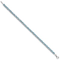 Sterling Silver Rhodium-plated Blue Topaz and Diamond Bracelet view 2