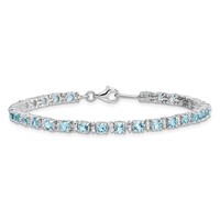 Sterling Silver Rhodium-plated Blue Topaz and Diamond Bracelet view 3