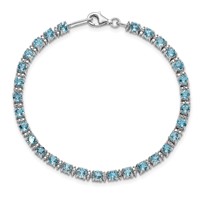 Sterling Silver Rhodium-plated Blue Topaz and Diamond Bracelet view 5