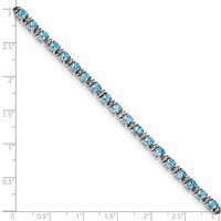 Sterling Silver Rhodium-plated Blue Topaz and Diamond Bracelet view 4