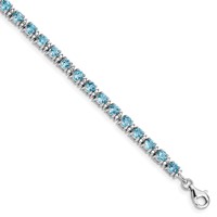 Sterling Silver Rhodium-plated Blue Topaz and Diamond Bracelet view 1
