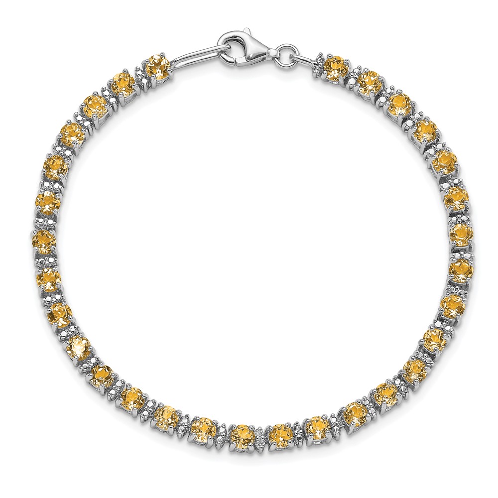 Sterling Silver Rhodium-plated Citrine and Diamond Bracelet (QX853CI)