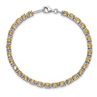 Sterling Silver Rhodium-plated Citrine and Diamond Bracelet view 4