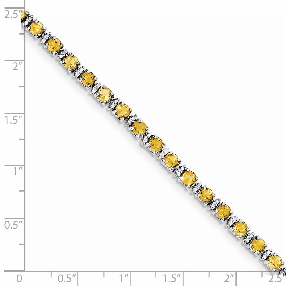 Sterling Silver Rhodium-plated Citrine and Diamond Bracelet (QX853CI)