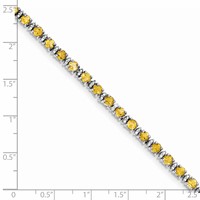 Sterling Silver Rhodium-plated Citrine and Diamond Bracelet view 5