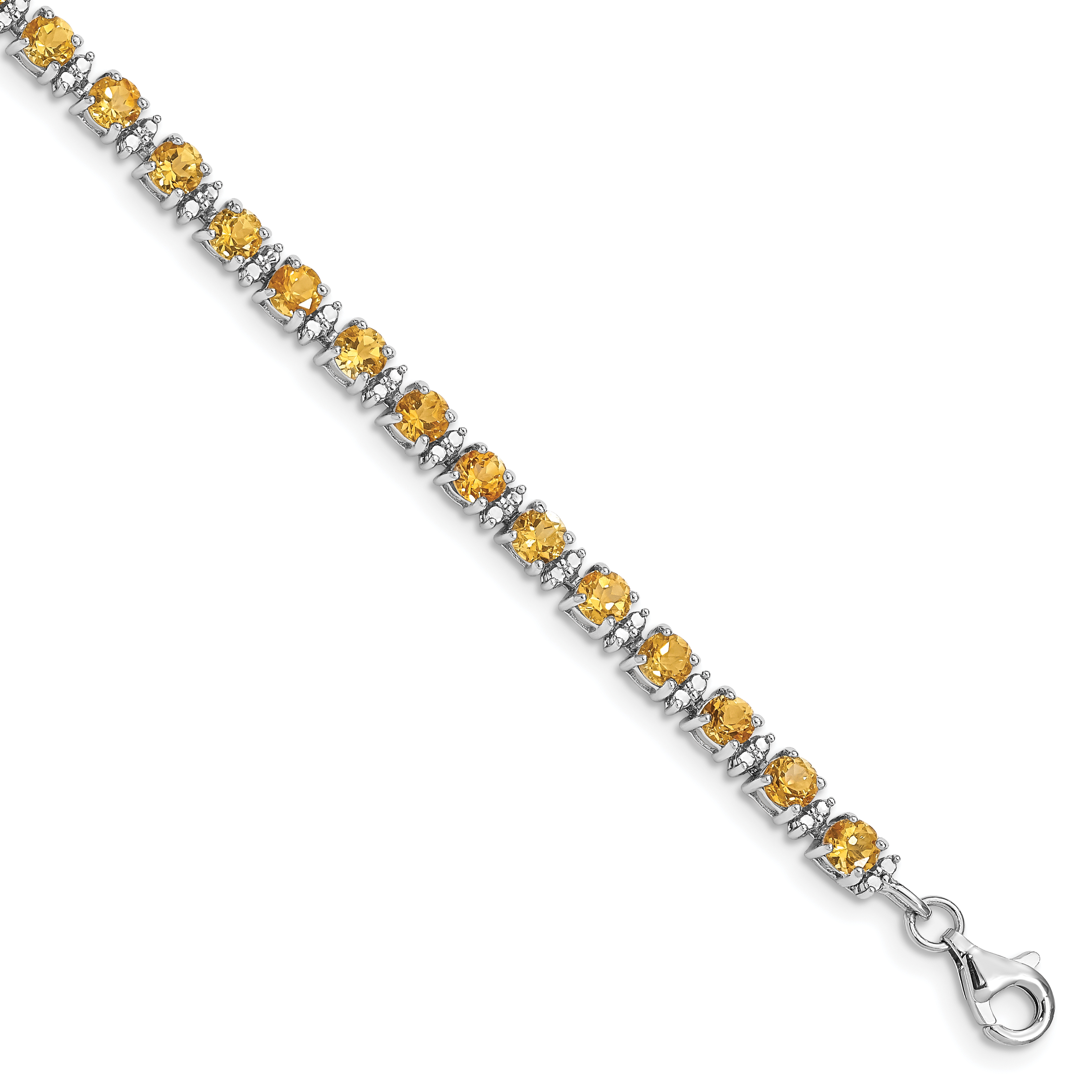 Sterling Silver Rhodium-plated Citrine and Diamond Bracelet (QX853CI)