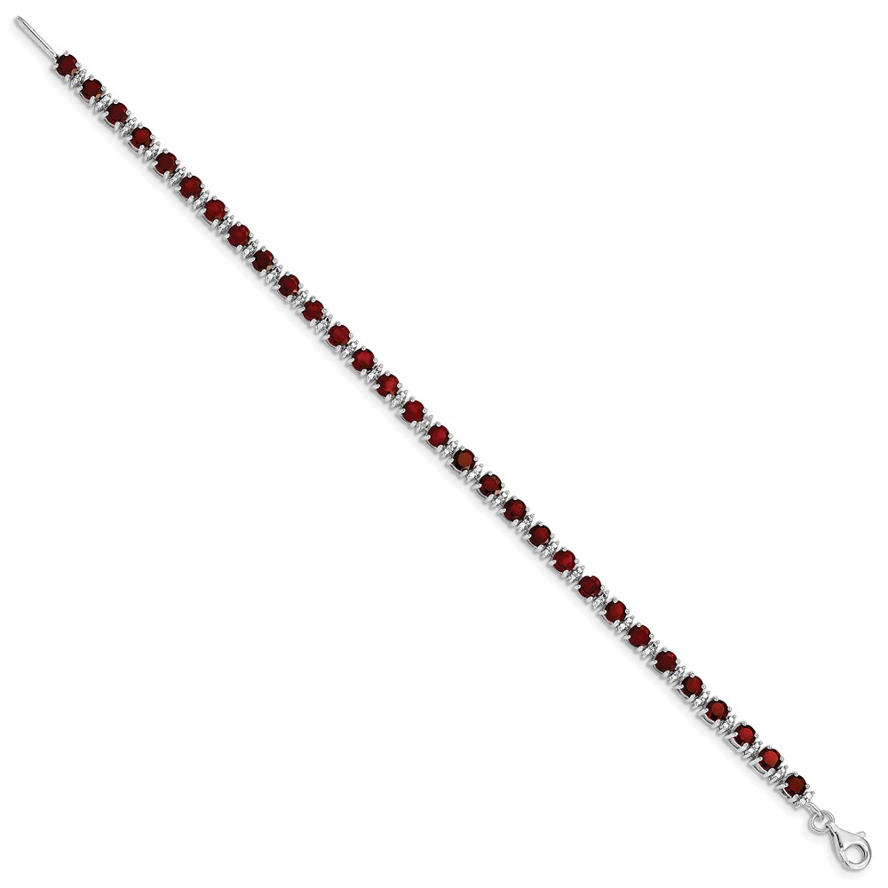 Sterling Silver Rhodium-plated Garnet and Diamond Bracelet (QX853GA)