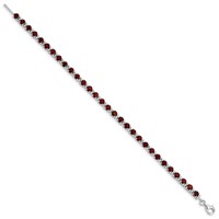 Sterling Silver Rhodium-plated Garnet and Diamond Bracelet view 2