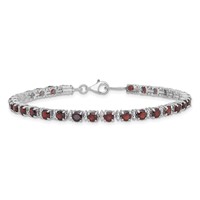 Sterling Silver Rhodium-plated Garnet and Diamond Bracelet view 3