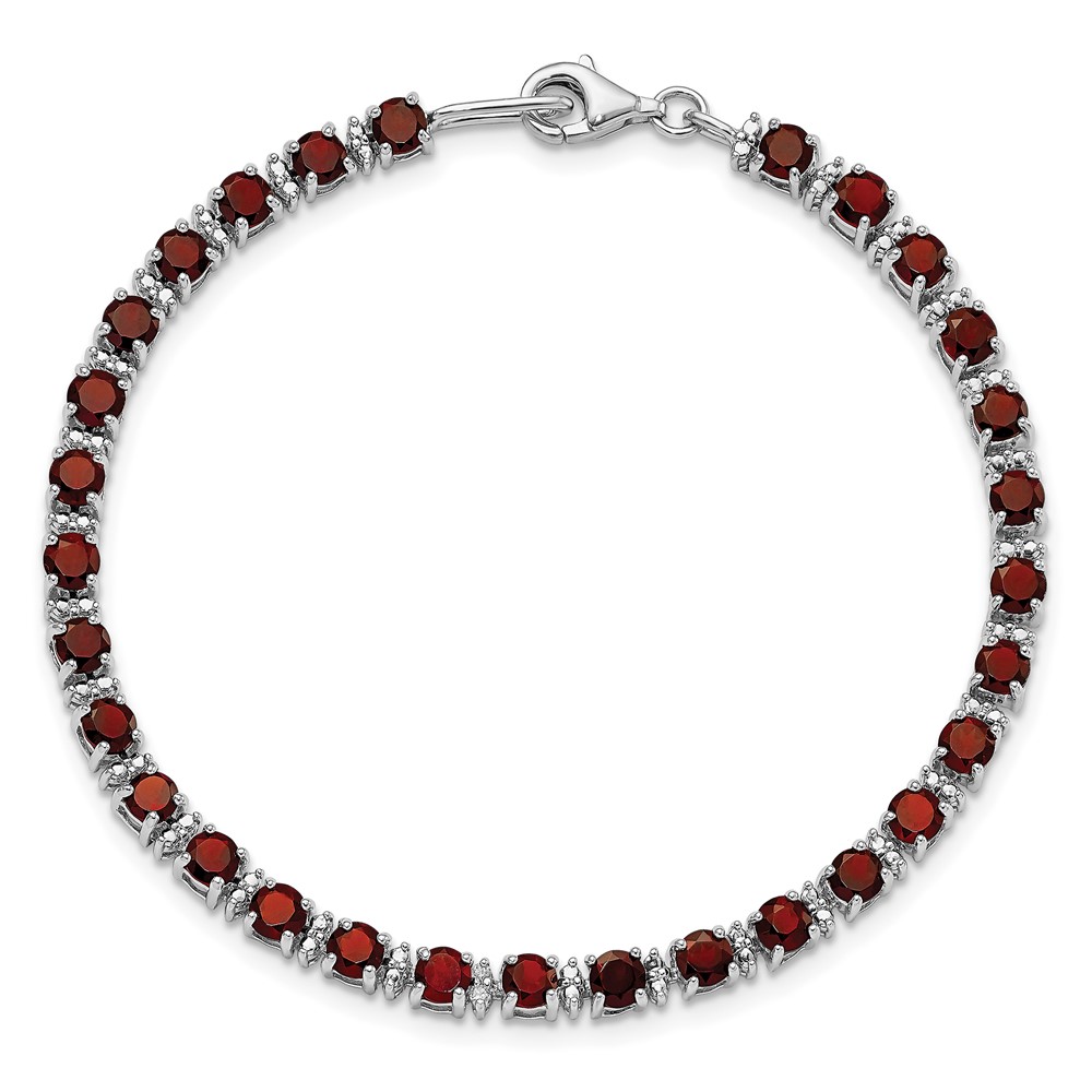 Sterling Silver Rhodium-plated Garnet and Diamond Bracelet (QX853GA)