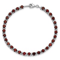 Sterling Silver Rhodium-plated Garnet and Diamond Bracelet view 5