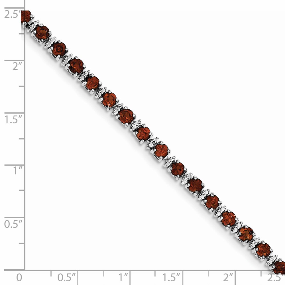 Sterling Silver Rhodium-plated Garnet and Diamond Bracelet (QX853GA)