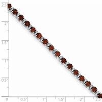 Sterling Silver Rhodium-plated Garnet and Diamond Bracelet view 4