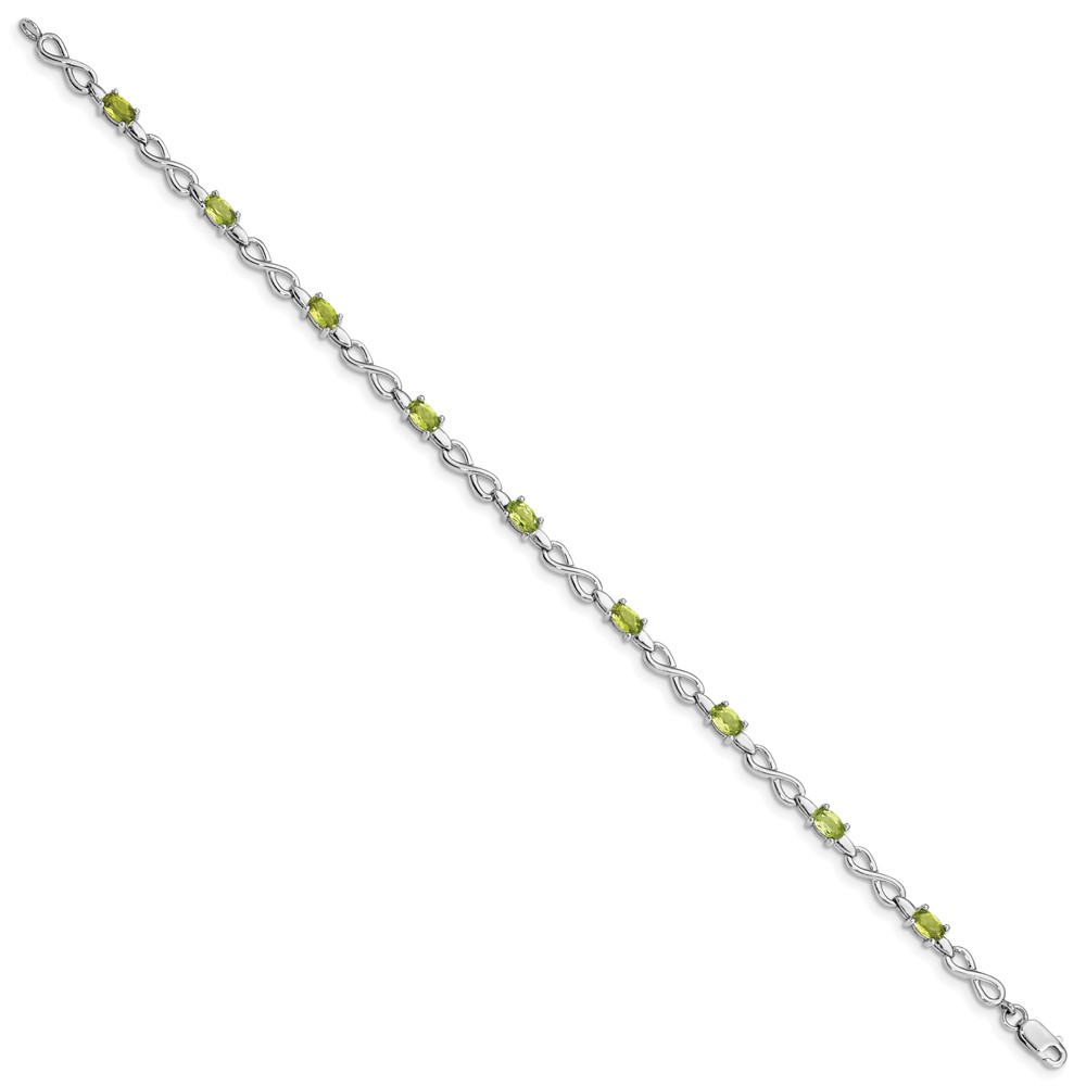 Sterling Silver Rhodium-plated Peridot Bracelet (QX853PE)