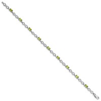 Sterling Silver Rhodium-plated Peridot Bracelet view 2