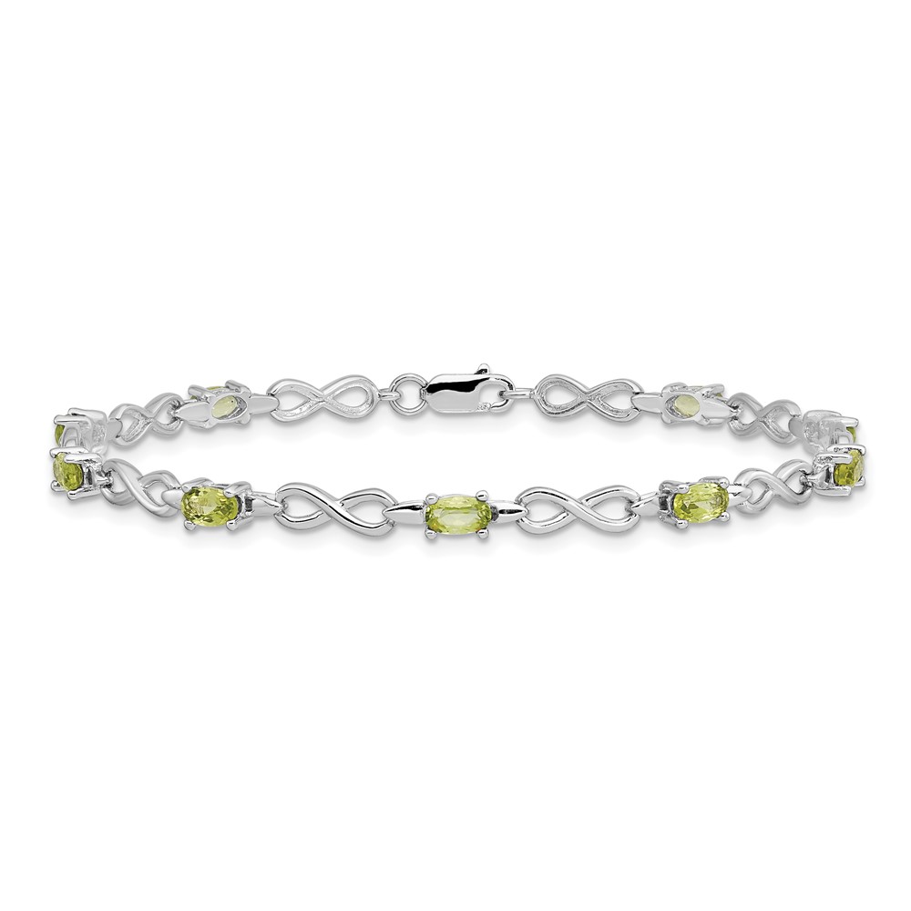 Sterling Silver Rhodium-plated Peridot Bracelet (QX853PE)