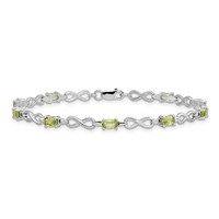 Sterling Silver Rhodium-plated Peridot Bracelet view 3