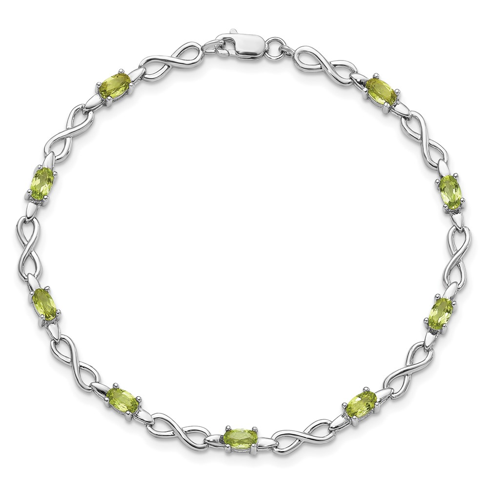 Sterling Silver Rhodium-plated Peridot Bracelet (QX853PE)
