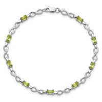 Sterling Silver Rhodium-plated Peridot Bracelet view 5