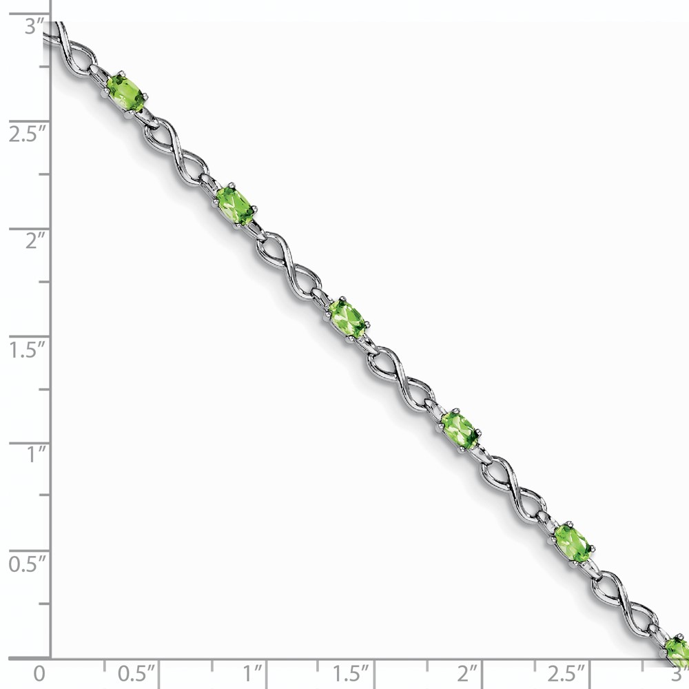 Sterling Silver Rhodium-plated Peridot Bracelet (QX853PE)